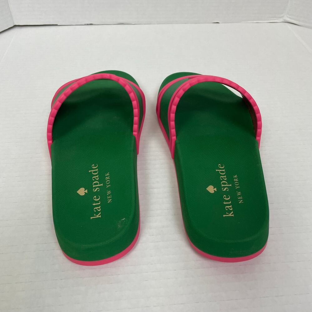 Kate Spade Green Pink Pool Slide Sandals 8B - Picture 5 of 8